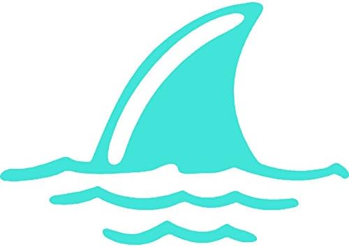 סנפיר כריש במדבקת מדבקות ויניל מים | מכוניות משאיות טנדרים קירות כוסות מחשבים ניידים | כחול בהיר | 5.5